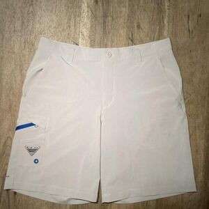 Columbia PFG Khaki Tan Cargo Fishing Shorts Size 32 Outdoor Casual Summer